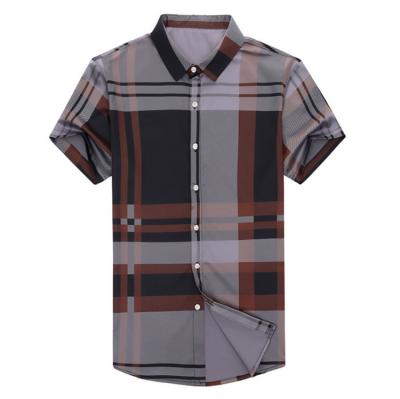 China Anti-pilling Casual Plaid Printed Shirt Summer Available Slim Casual Shirt Men for sale