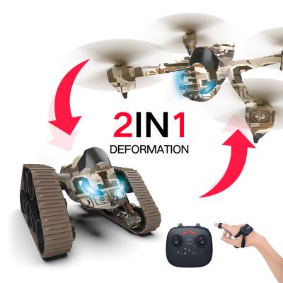 China RC Hobby Wifi Camera Gravity Sensor Watch Remote Control Tank Deformed Flying Drone Toys Transformation 2 in 1 rc car for sale