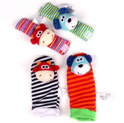 China Viable Creative Plush Cartoon Kawaii Animal Baby Toy Hand Bell Wrist Band for sale