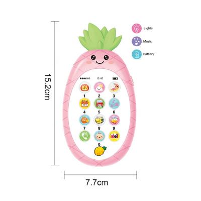 China Mobile Phone Early Toy Musical Instrument Durable Cartoon Cute Portable Bitable Toy For Baby Toy Fruit Developmental Simulation for sale