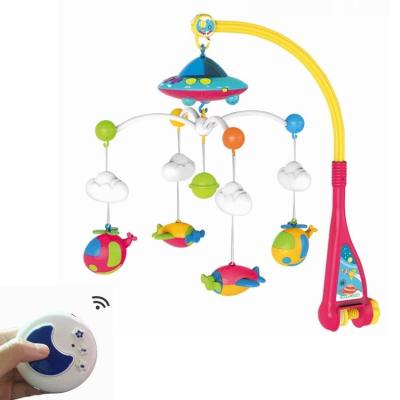 China Play Plastic Rotary Remote Control Bed Bell With Light Music Projection Crib Hanging Toys for sale