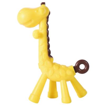 China Baby Giraffe Baby Teether Soft Free Chewing Toy Natural Teething Brush Silicone Toy Safety Funny BPA Teethers for sale