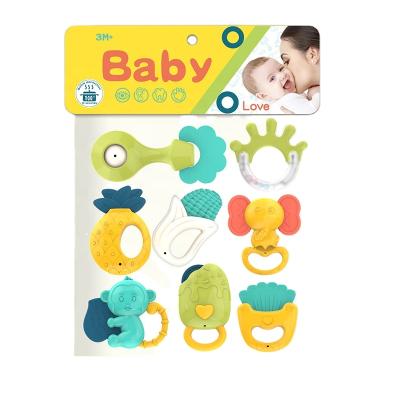 China Soft Toy 8 Pcs Teething Eco Friendly 3 Month Baby Toy New Arrivals Plastic Musical Toys for sale