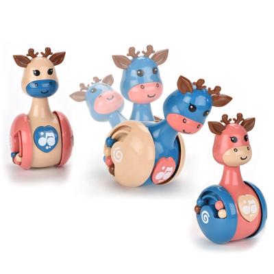 China Cute ABS Plastic Education Plastic The Other Chubby Crawling Baby Teether Balance Game Wobbler Deer Rocker Toys for sale