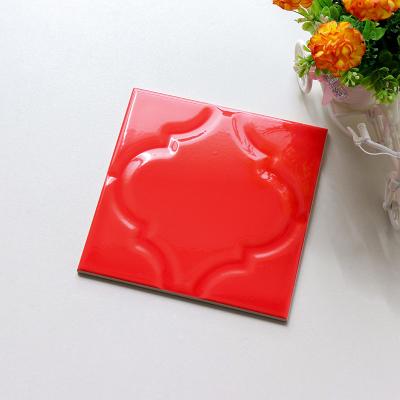 Cina Rustic Tiles 20x20cm Luxury Bathroom Glossy Brick Shape Wall Tile Waterproof Red Color Backsplash Subway Tiles in vendita