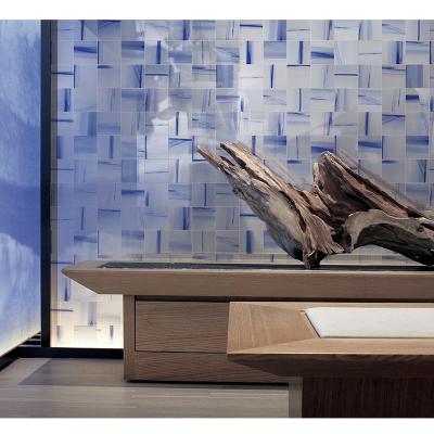 China 150*150 Modern Ceramic Wall Tile Small Size Blue Color Tile Chinese Painting Glossy Style for sale