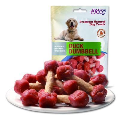 China 2020 Popular Design Factory Direct Viable OEM Pet Food Dog Snacks Duck Dumbbell Dog Treats for sale