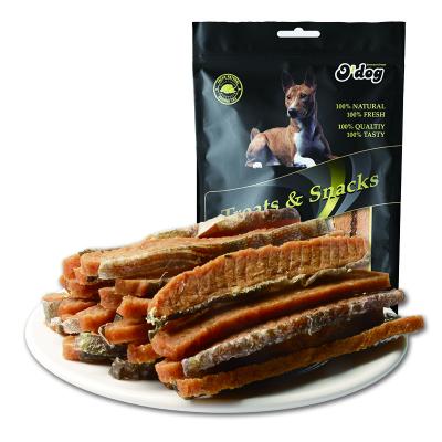 China OEM Wholesale Delicious Pet Food Sustainable Nature Wild Salmon Fishskin Omega-3 For Dog Pet Treats Food Snacks for sale