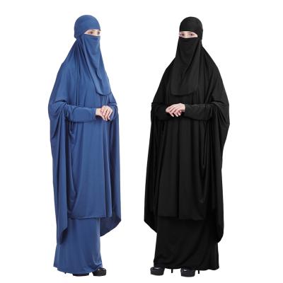 China 2020 New Design Fabric MXCHAN SJH2432 Jilbab 14 Colors Knitted Muslim Robe Women Two Piece Jilbab Jilbab for sale