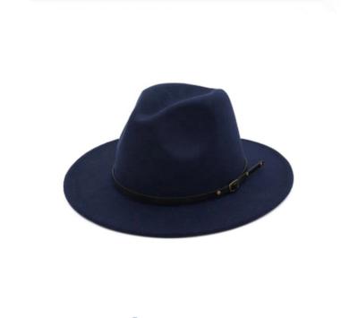 China Custom High Quality Cowboy Felt Character Wool Felt Hat Men's Wool Felted Hat Cap With Leather Decoration for sale