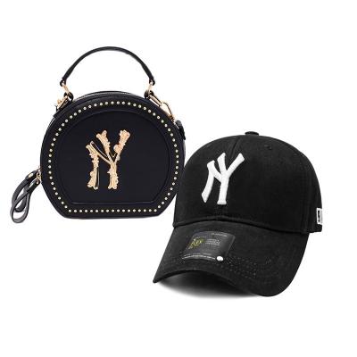 China Wholesale JOINT fashion embroidery woolen hats and purses set baseball cap and handbag combination suit 6 panel hat for sale