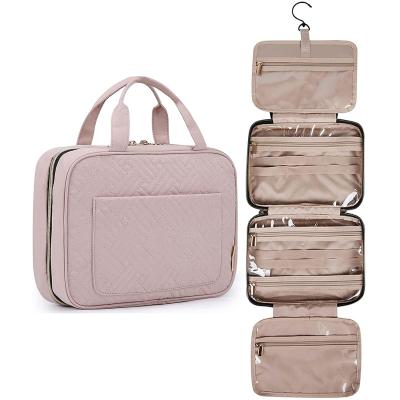 China Fashion OEM Travel Bag with Hook Water Resistant Makeup Bag Travel Cosmetic Organizer for Accessories, Shampoo, Natural for sale