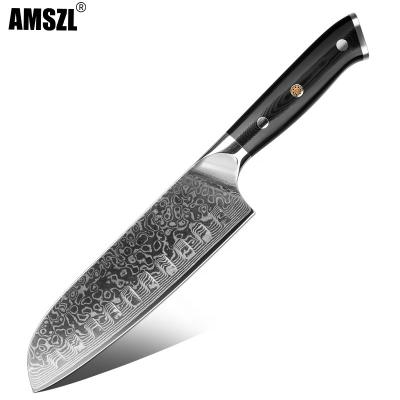 China 67 viable layers of 10Cr15CoMov Damascus Japan steel santoku knife chef knife for sale