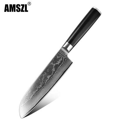 China 67 Viable Damascus High Quality Layers Unique Pattern Steel Japanese Santoku Knife for sale