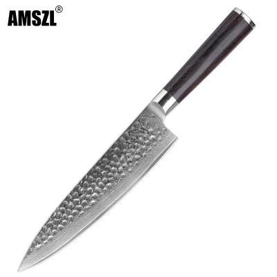 China Viable High Grade Damascus vg10 Design Non-Stick Extremely Sharp Professional Chef Knife With Wood Handle for sale