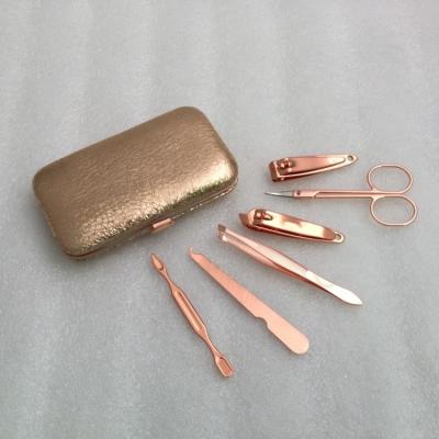 China Hot Durable Custom Design Gift Manicure Rose Gold Stainless Steel Luxury Nail Clippers Manicure Set for sale