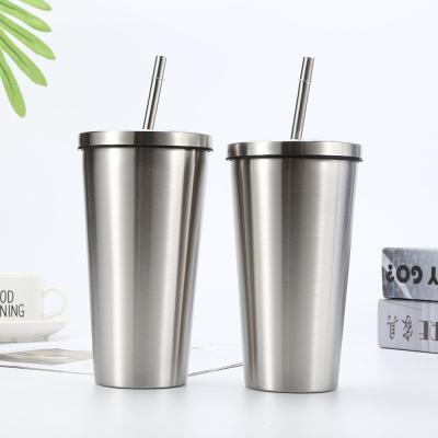 China New Fashion 500ml 600ml Double Wall Coffee Mug PORTABLE Stainless Steel Thermo Travel Reusable Tumbler Cups with Straw and Lid for sale