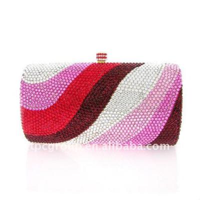 China Clutch crystal evening clutches, satin crystal pink evening clutch for sale