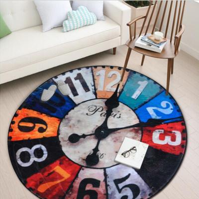 China Vintage Waterproof Wall Clock Entrance Mat Round Bedroom Living Room Tea Table Basket Hanging Mat for sale