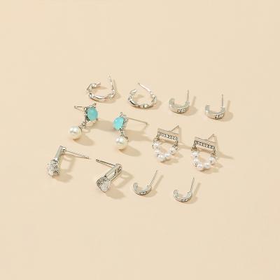 China 2021Cheap BOHEMIA earings for women style 6 pairs per set alloy earring stud set women fashion jewelry for sale