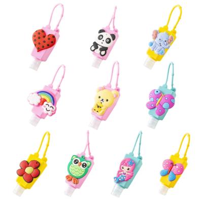 China BEAUTY PACKAGING Cartoon Refillable Mini Sanitizer Gel Holder Hand Gel Dispenser with Key Chain Mini Disinfection Holder for Kid Christmas Halloween for sale