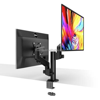 China Aluminum 180 Degree Swivel Dual Monitor Arm Shock Absorber 360 Max VESA 100*100mm Rotating Monitor Stand for sale