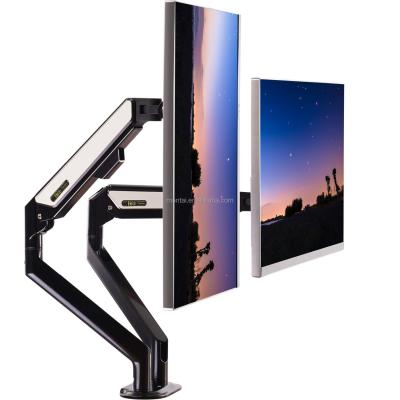 China 32 Inch Double Fender Wall Mount Desk Ergonomic Aluminum Adjustable Monitor Arm Set for sale