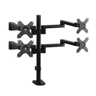 China Free Adjustable Hot Selling Four Screen Up To 27 Inch Adjustable Pole LCD Monitor Desktop Screen Mount for sale