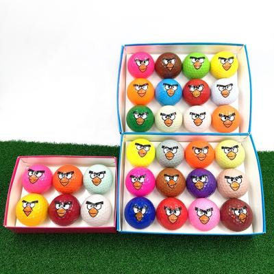 China dupont Srulyn double layer color golf 30 color bird cartoon ball box game synthetic rubber ball for sale