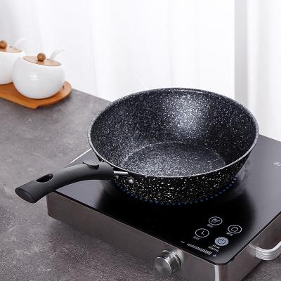 China 23cm Large Frying Pan Medical Wheat Rice Anti-scalding Cookware Viable Nonstick Stone Mineral Metal Cover With Glass Lid for sale