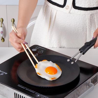 China Viable Mini Kitchen Nonstick Fry Pan Refined Flat Iron Metal Cover Pancakes Steak Silicone Handle Anti-Scalding Oil Free Cooking Pot for sale