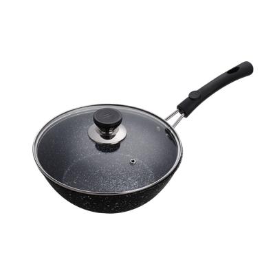 China Silicone Handle Mini Nonstick Fry Pan Medical Wheat Mineral Stone Viable Metal Cover Oil Free Anti-Scalding Cookware for sale