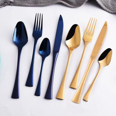 China Morden Fishtail Stainless Steel Cutlery Fork Spoon Knife Tea Spoon Multi Color Viable Luxury Gold Western Cutlery Set for sale