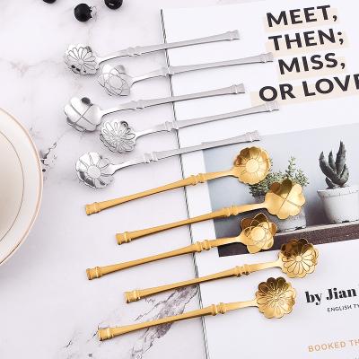 China Universal Viable Flatware Dinnerware Coffee Tea Dessert Spoon Set Tableware Gold Stainless Steel Spoon Set for sale