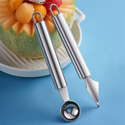 China New Sustainable Kitchen Tools Stainless Steel Fruit Tools Melon Baller Spoon Scoop Ice Cream Spoon for sale