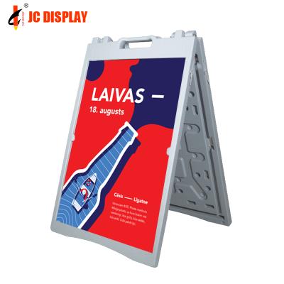 China High Quality Outdoor Use Side Plastic Double Stand Up White Advertising Signs A View Sidewalk Sign A2 Size for sale