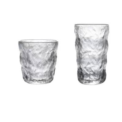 China Feiyou Texture Ice Pattern Breakfast Cup Viable Creative Simple Glass Milk Juice Cup Mug Water Cup Glass for sale