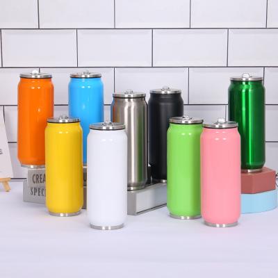 China 2020 Sustainable New Arrival 17oz Cola Tumbler Stainless Steel Cola Beer Soda Can With Shake- Straw Double Wall Travel Mug With Lid for sale