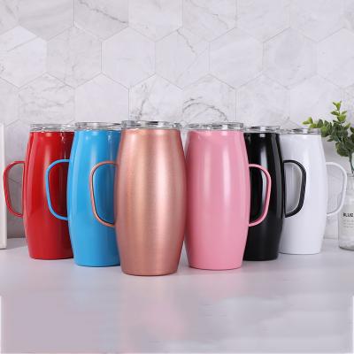 China Feiyou New Arrival Stainless Steel 16oz Belly Viable Custom Wine Cup Double Walled Insulated Stemless Wine Tumbler Cup With Handle for sale