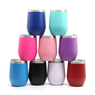 China Feiyou New Viable Custom Stemless Egg Shape Stainless Steel Beer Tumbler Mug 12oz Vacuum Insulated Wine Tumbler With Lid for sale