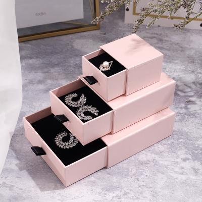 China Black Custom Logo Printed Personalized Paper Box Cardboard Jewelry Bracelet Ring Boxes Set Sliding Jewelry Packaging Pendant Box for sale