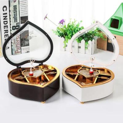 China Music Jewelry Box New Design Dresser Dancing Girl Eight-tone Heart Shape Ballerina Music Box Plastic Jewelry Storage Box for sale