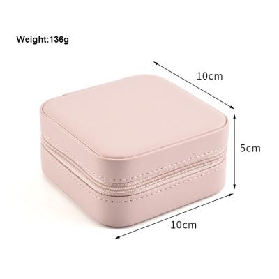 China Silver Gray High End Custom PU Leather Jewelry Boxes Custom Travel Jewelry Box Organizer for sale