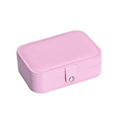 China High End Custom Logo Lady Pu Leather Zipper Closure Earring Jewelry Box Travel Jewelry Box Leather Organizer Small Jewelry Storage Box for sale