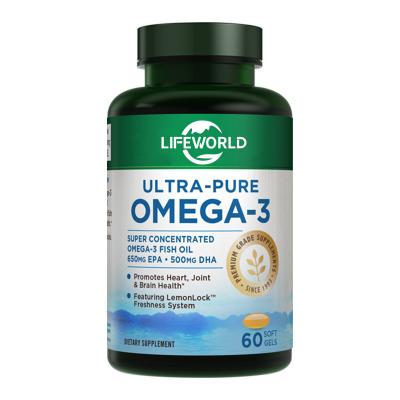 China GMP Vitamina DHA Suplementos cerebrales naturales, Omega 3 para adultos 1000 mg cápsulas de aceite de pescado en venta