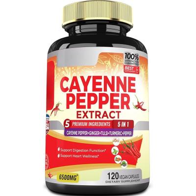 China Cayenne Pepper 4500mg,Ginger 1000mg,Turmeric 500mg,Black Pepper50mg,Cayenne Capsules For Support Cardiovascular & Immune System for sale