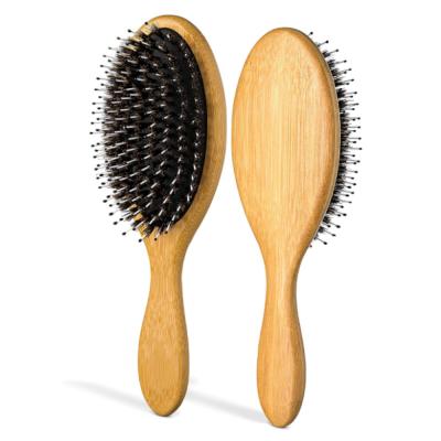 China Detangling Paddle Bamboo Oval Straightening Hair Brush Men And Boar Hair Brush for sale