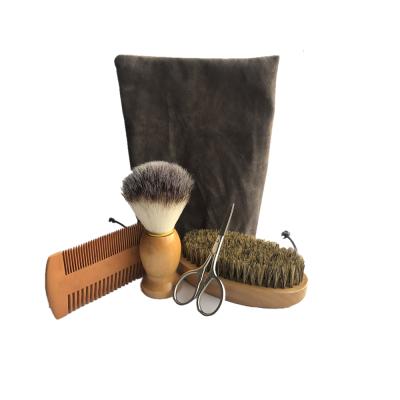 China Boar Hair Beard Comb and Badger Woodland Brush Set for Men Grooming Styling and Training Kit for sale