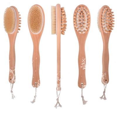 China All Natural Custom Logo Back Bath Brush For Shower With 100% Natural Boar Hair Bath Body Exfoliating Brush for sale