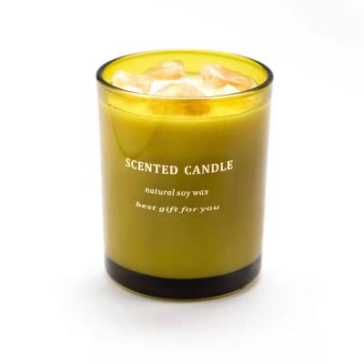 China Soy Wax Soy Wax Scented Candle With Gem, Custom Luxury Glass Jar Crystal Candles Factory Price Wholesale Jar Candles for sale